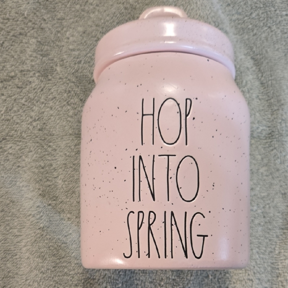 Rae Dunn Pink 'Hop Into Spring' Canister
